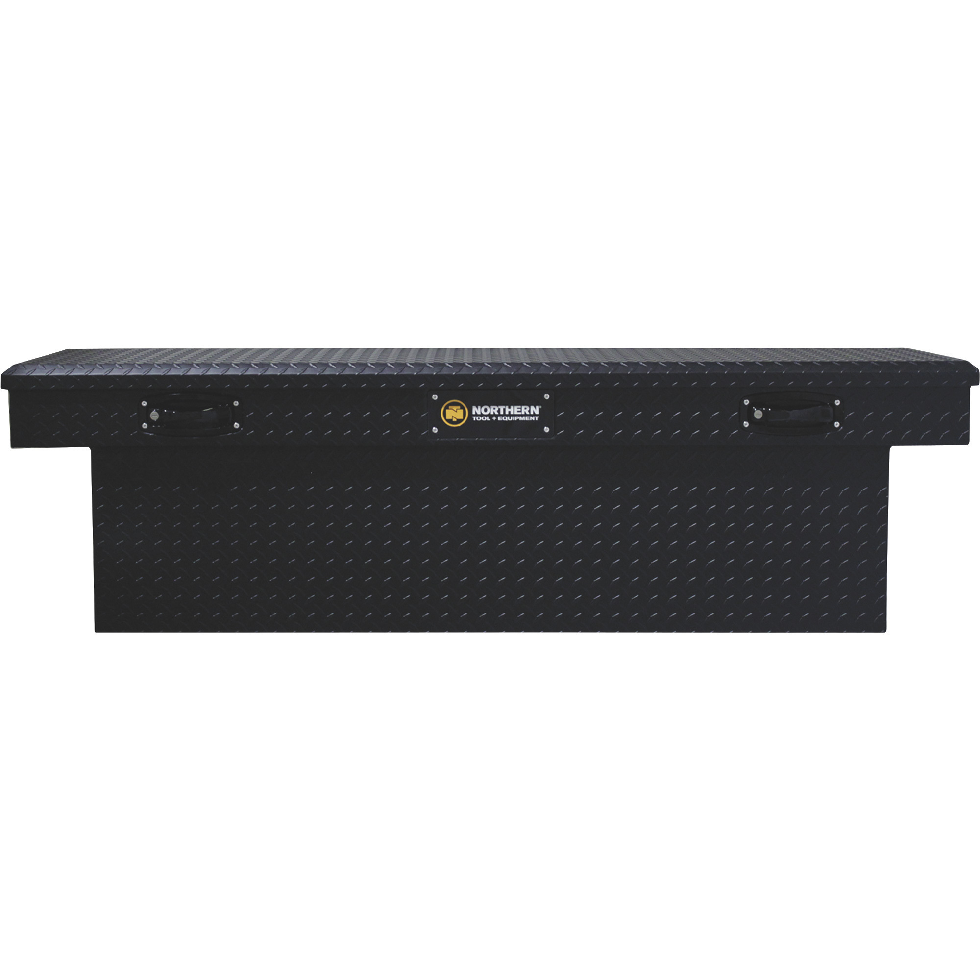 Northern Tool + Equipment Deep Crossover Truck Toolbox with Removable Tray, 69in. x 20in. x 19in., Aluminum, Textured Matte Black, Pull Handle Latches